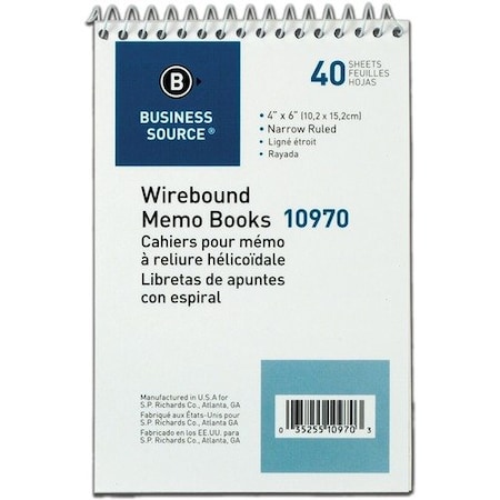 Business Source Opening, Wire, 4inx6in, 40Shts, White, BSN10970